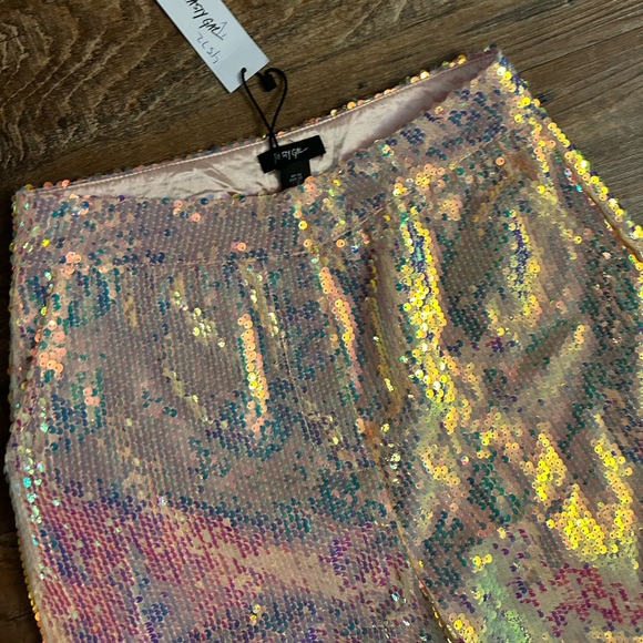 Premium Sequin Feather Trim Flare Pants disco boho party - Picture 6 of 11